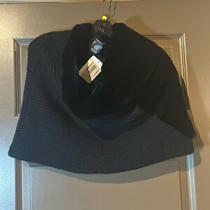 Lafayette 148 Merino Tube Scarf with rabbit fur trim NWOT